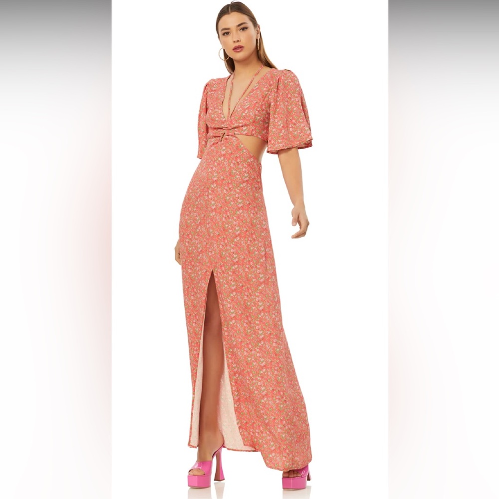 AFRM- Savvy Cutout Dress - Red Ditsy